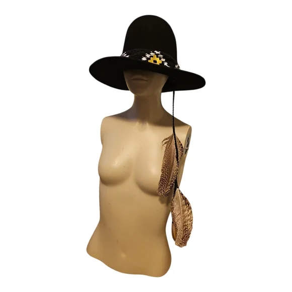 Greenpacha Black Wool Felt Hat with Feather Accent – NWOT - Picture 3 of 9